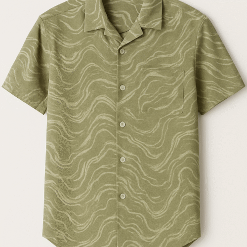 Olive Drift Wave Resort Shirt